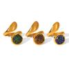 French vintage natural stone geometric ring, gold-plated jewelry, non-fading ring, minimalist high-end hand accessory
