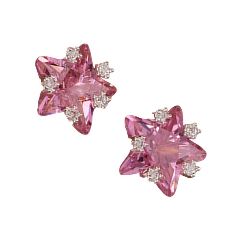 X6HE Geometric Star Studs Earrings Cubic Zirconia Gemstones In Assorted Color Comfortable All Day Wear