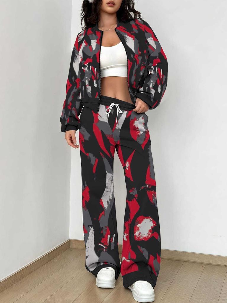Camouflage Style Autumn and Winter New European and American Women's Clothing Outdoor Fashion Suit Women