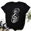 Plussize Harajuku Style Womens Tshirt Musical Note Print Top New Black Tshirt Womens Fashionable Graphic Tshirt Womens Top