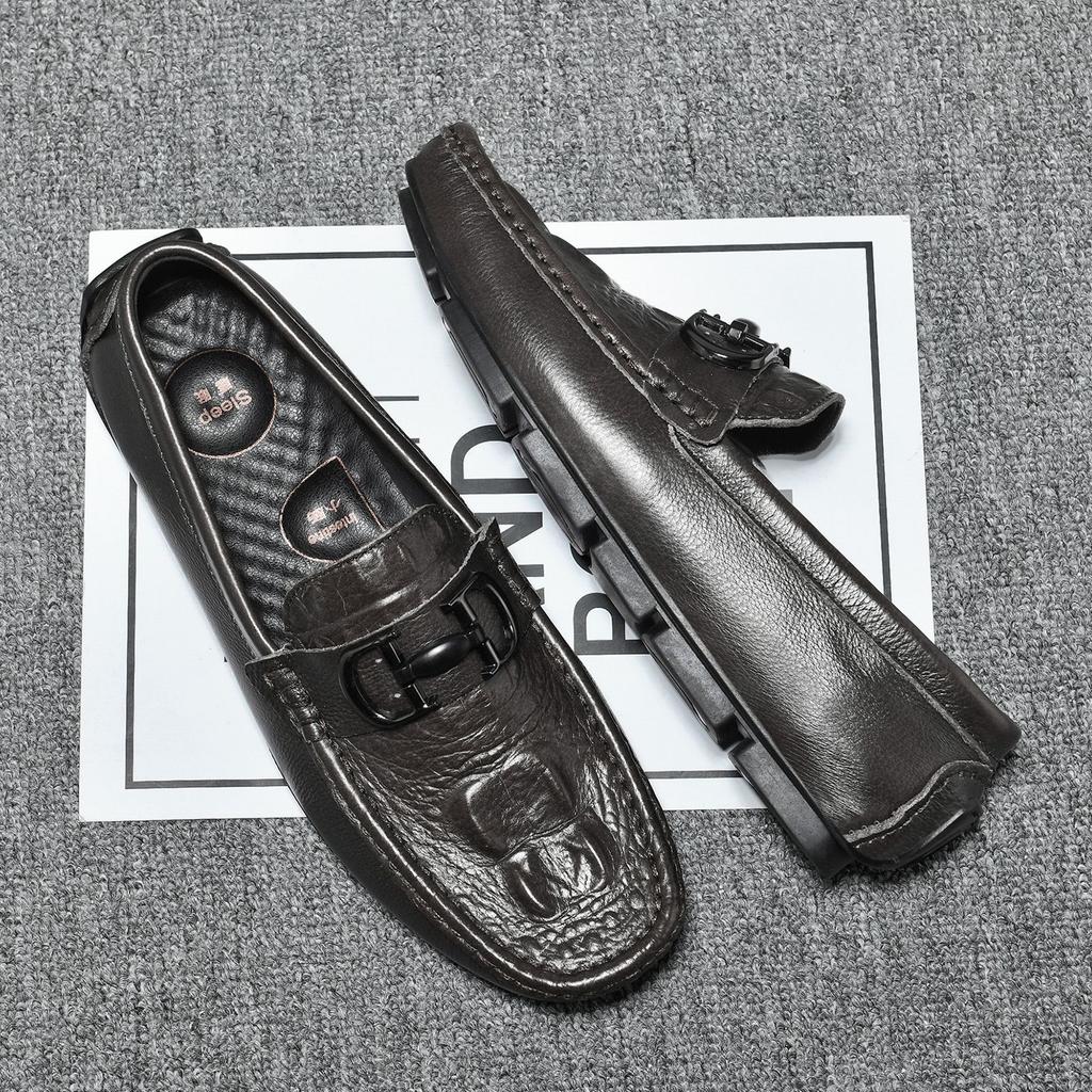 Fashion 2025 New Men Cow Leather Crocodile Grain Style Loafers High Quality Business Casual Shoes Handmade Men Genuine Leather Moccasins