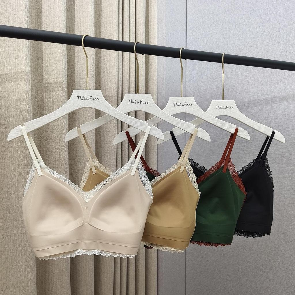 Women's French Triangle Lace Camisole Bra with V-Neck and Beautiful Back Design