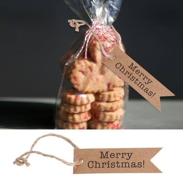 100 pcs 2*7cm Christmas Merry Christmas! Fishtail Flag Tag DIY Baking Gift Label