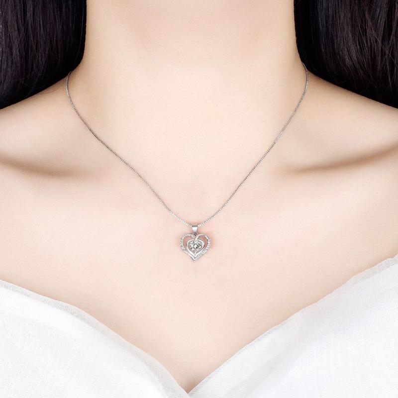 KOFSAC 2022 Fashion  Sterling  Necklaces For Women Gifts Elegant Romantic Love Heart Lady Valentine's Day Jewelry Gifts