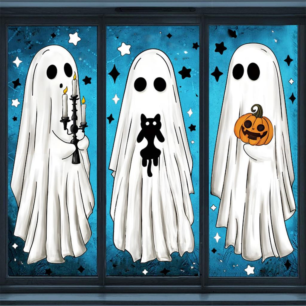 Statisch haftende Fensteraufkleber - Gruselige Halloween-Fenstersticker für Innen- und Außendekoration