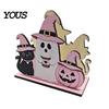 Halloween Kitchen Tissue Holder Wooden Napkin Holder, Cute Pastel Pumpkin Ghost Black Cat Tabletop Dispenser, BOO Letter Organizer Waterproof