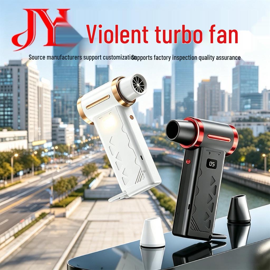Portable High-Power Handheld Turbine Fan with Digital Display for Outdoor Camping and Dust Removal