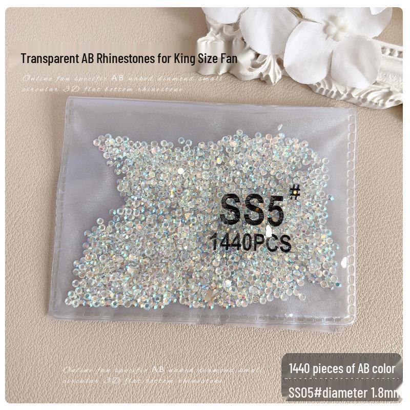 SS3 SS4 King Fan AB Iridescent Small Round Flat-back Rhinestone for DIY Nail Art Accessories