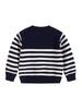 Frühling & Herbst Baby Baumwolle Knopf Strickpullover - Unisex Rundhals Streifen Oberteil