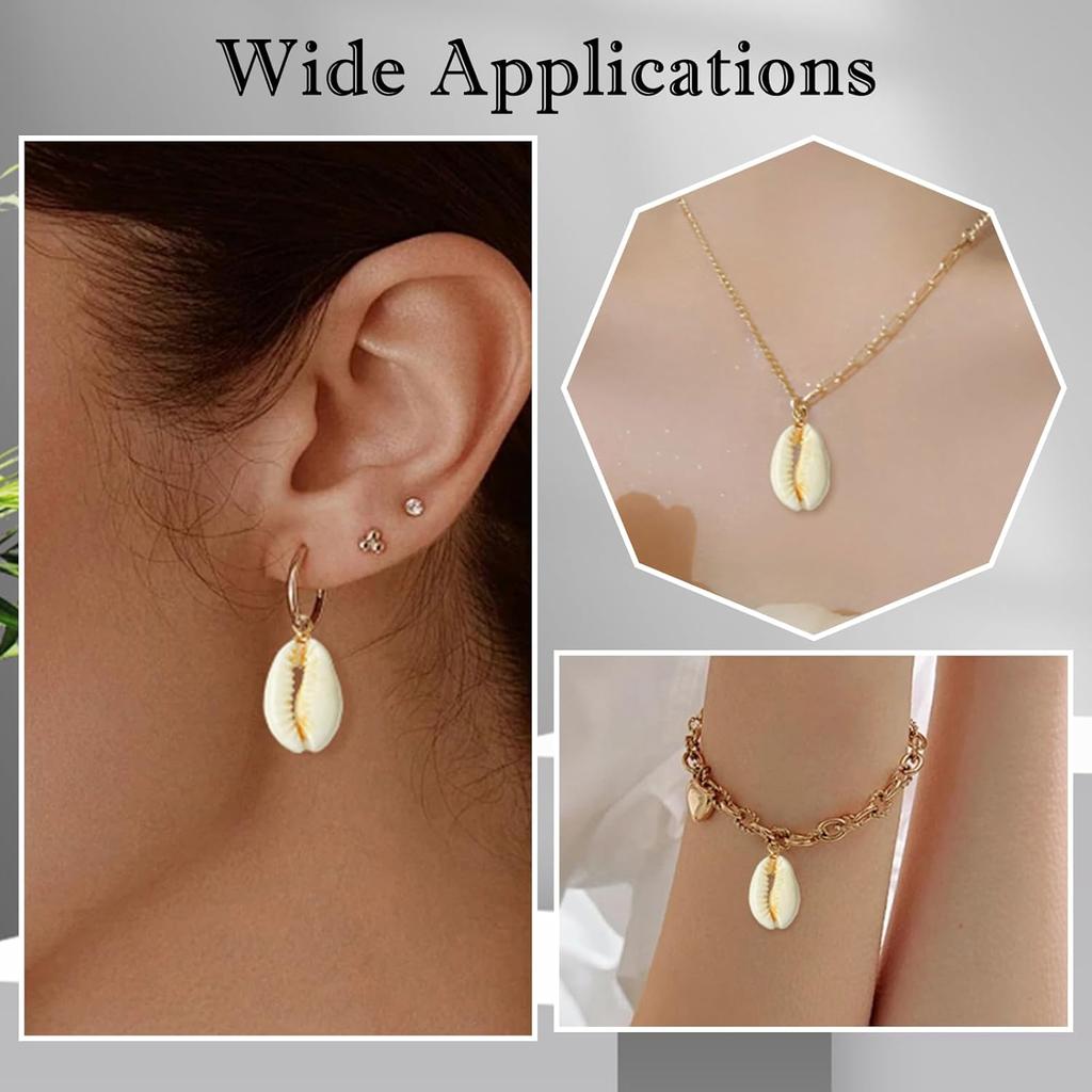 Airssory 100 Pcs Ocean Life Charms Natural Cowrie Shell Charms for Earring Bracelet Necklace Jewelry DIY Craft Making