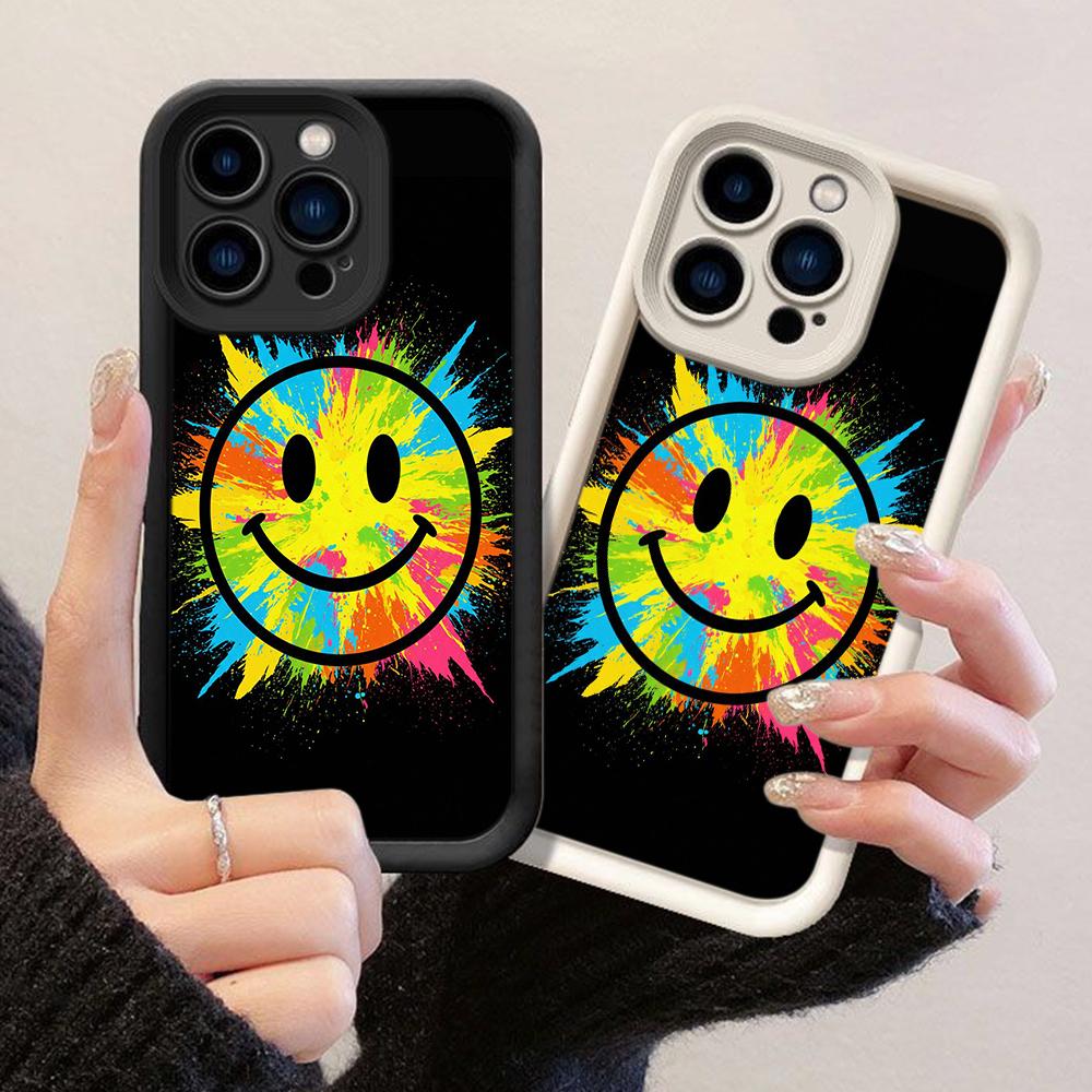JT189 Colorful Smiley Face for iPhone 17 16 15 14 Pro Max Samsung S26 S25 Ultra A17 A16 A07 A56 A15 A06 Xiaomi 15T Redmi 15c 14C Note 13 Soft TPU Case