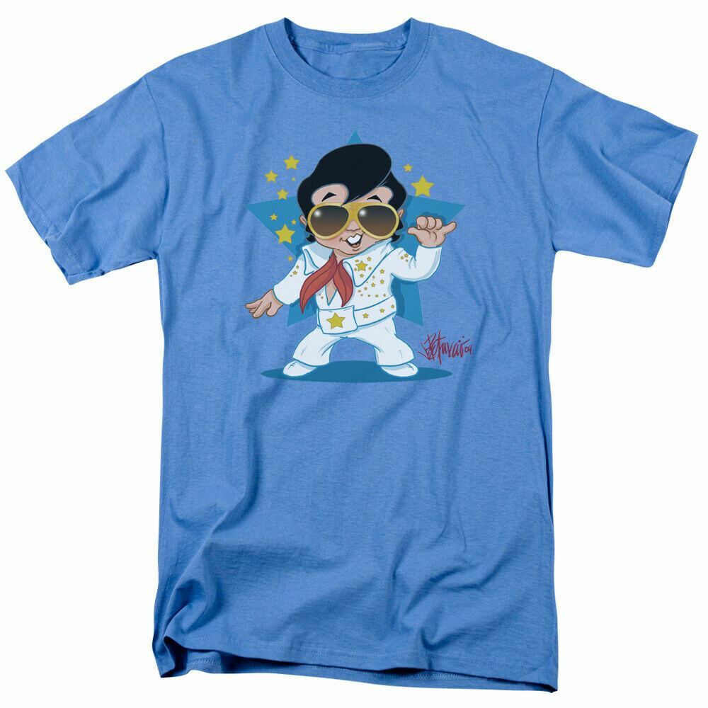 Elvis Presley Jumpsuit T-shirt Mens Licensed The King Tee Carolina Blue XXXXL