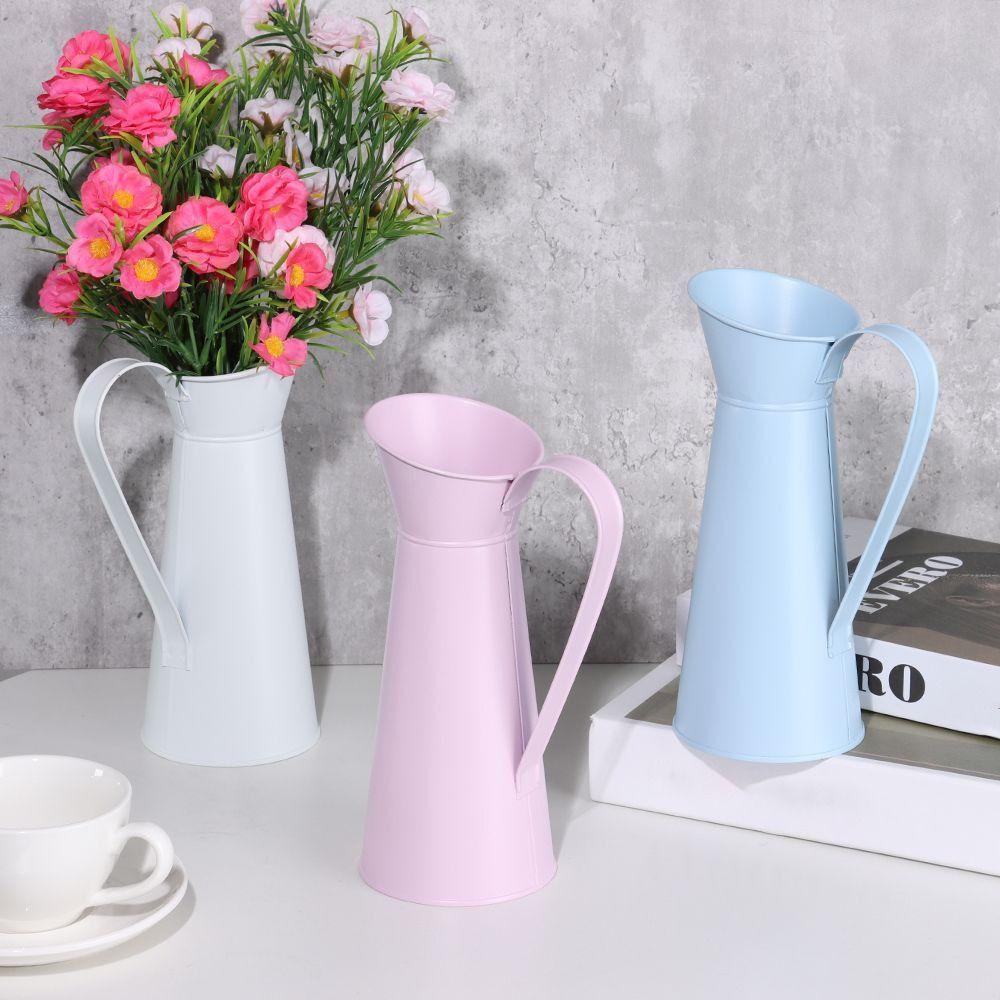 Handicraft Flower Bucket Ornament Iron Art Coffee Pot Pastoral Tin Flower Vase  Outdoor