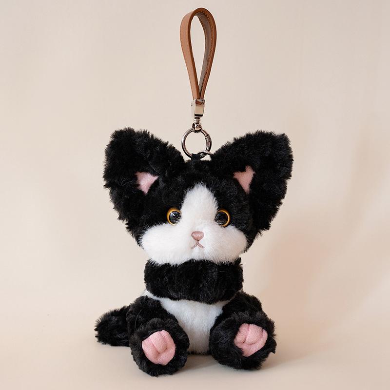 Premium Realistic Fluffy Cat Plush Toy Cartoon Kitten Pendant Stuffed Animal Doll Keychain Bags Hanging Decor Birthday Gift