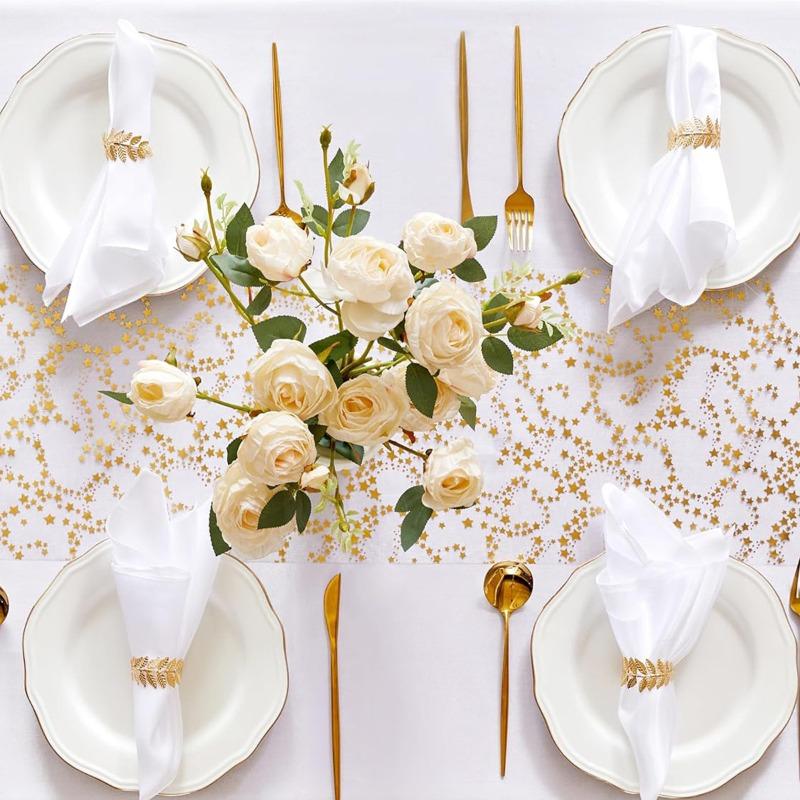 1rolls Star Hot Gold Foil Thin Gauze Table Flag Mesh Light Luxury Tablecloth Suitable for Family Gatherings Dinner Mats Gift Bouquets Packaging Gauzes