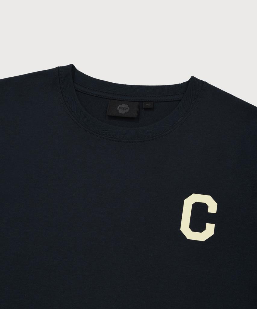 COVERNAT WOMAN Crop Cool Cotton C-Logo T-Shirt Navy