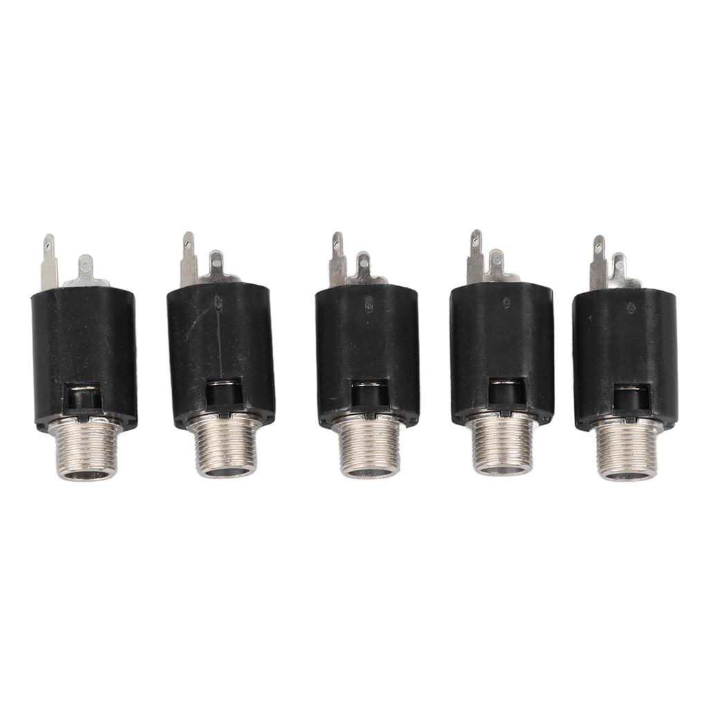 5Pcs Stereo Jack Socket 6.35mm 2 Channel Input 3P Connector Pickup Jack Socket for Replacement