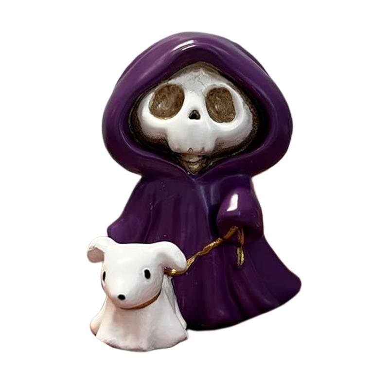 

Skeleton Statue Halloween Home Decoration Resin Materials Storage Suitable For Living Room Garden Parties сливовый