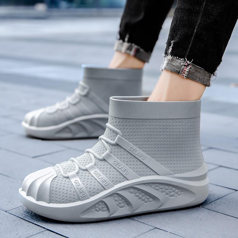 Men's rain shoes short tube fashionable and comfortable outer wear rubber shoes waterproof, non-slip and wear-resistant low rain boots in rainy days