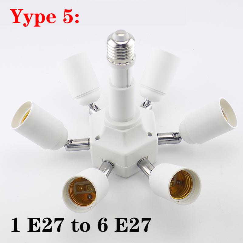 AC E27 Lampenfassung zu 2 3 4 6 E27 Sockel Stecker Lampenfassung Sockel-Konverter Verteiler LED-Lichtadapter Lampenbeleuchtung Zubehör E27 Model 5