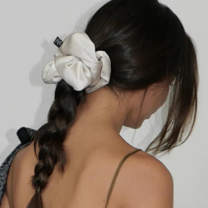 Basic Satin Scrunchie_Large_Beige