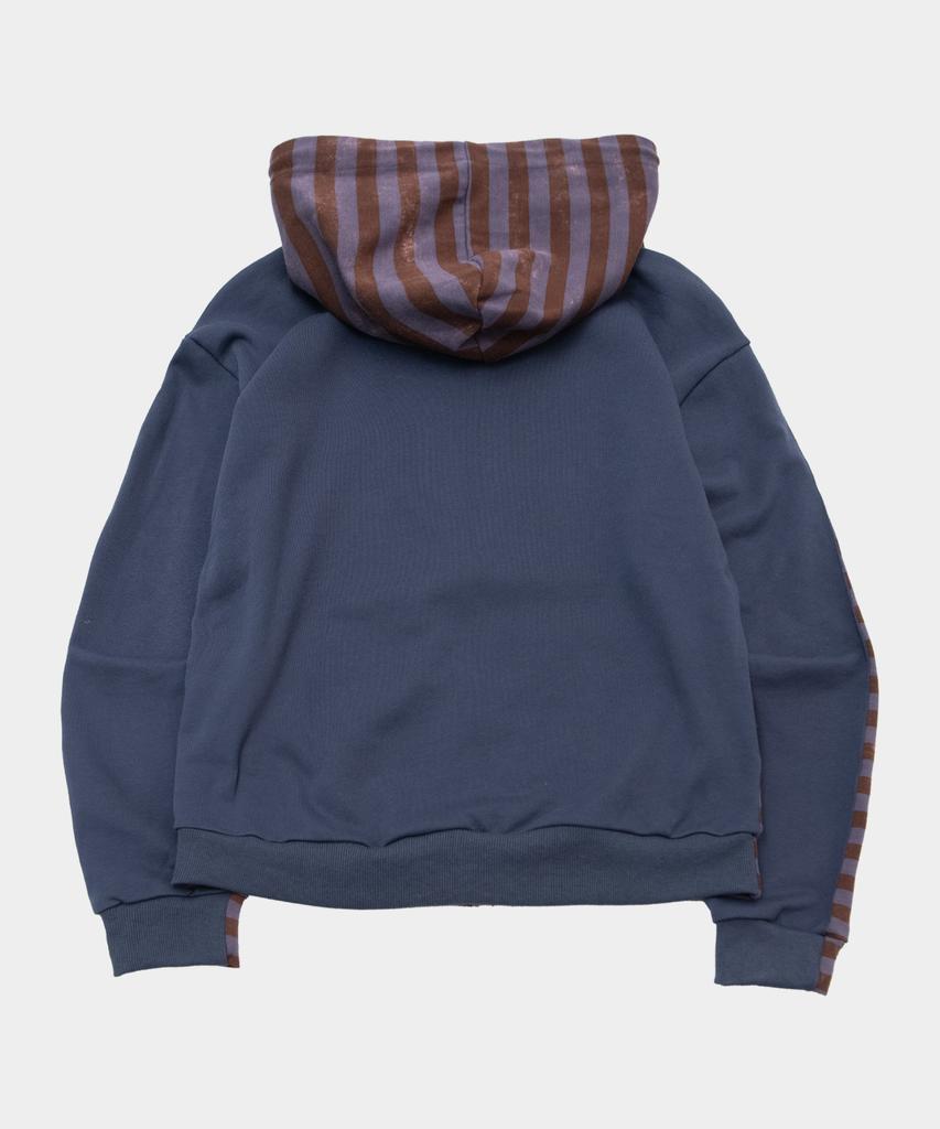 Someplace Man Striped Asymmetrical Layered Color Block Casual Zip-Up [Navy]