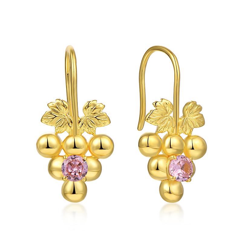 S925 Sterling Silver Grape Earrings: Creative & Versatile Niche Design 925 Silver