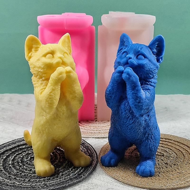 Stående kattelys silikonform for stearinlys, gipsaromaterapi stearinlys harpiksform Ornamentform for hjemmeinnredning