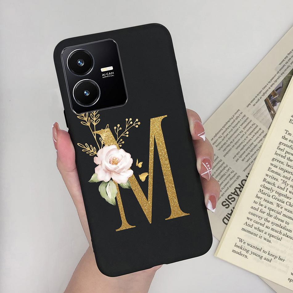 Flower Letters Case For Vivo Y22 2022 Y22S Matte Silicon Soft TPU Back Phone Cover For VivoY22 Y 22 22S Case Funda Bumper Shell