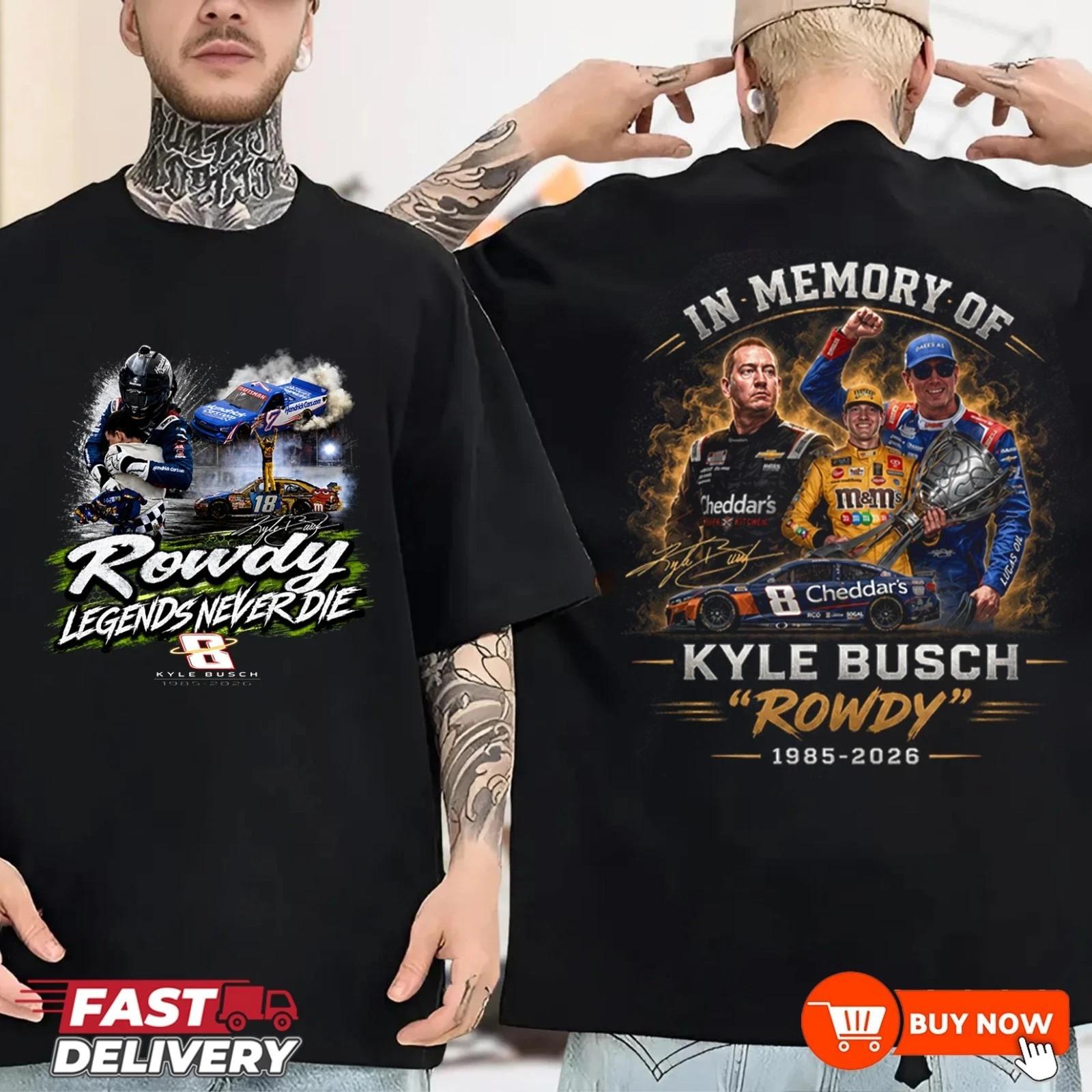Kyle Busch #8 Rowdy 1985-2026 Memorial TShirt - NASCAR Racing S-5XL 2 sides Unisex T-Shirt XXL