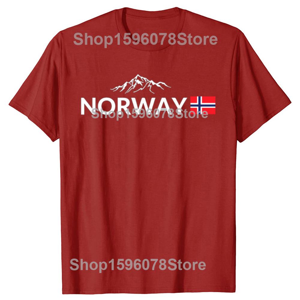 Funny Norway Flag Mountain Outdoor Graphic T-shirts Men Women's Fashion Casual Tshirt 100% Cotton Loose Oversized T Shirt