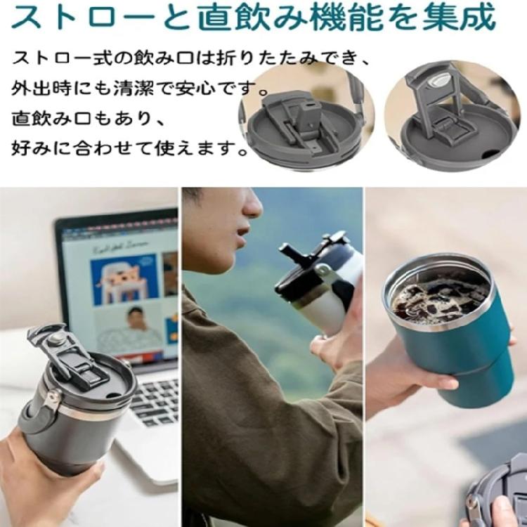 Tazza d'Acqua da 900ML con Tappo a Cannuccia, Tazza da Caffè Termica Sottovuoto in Acciaio Inossidabile per Bevande Fredde e Calde, Bicchieri Isolanti