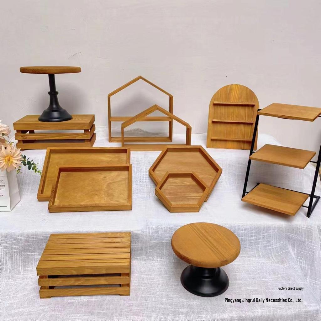 Original Wood Style Outdoor Display Stand for Birthday and Banquet Table Settings – Forest-Inspired Dessert Table Ornaments