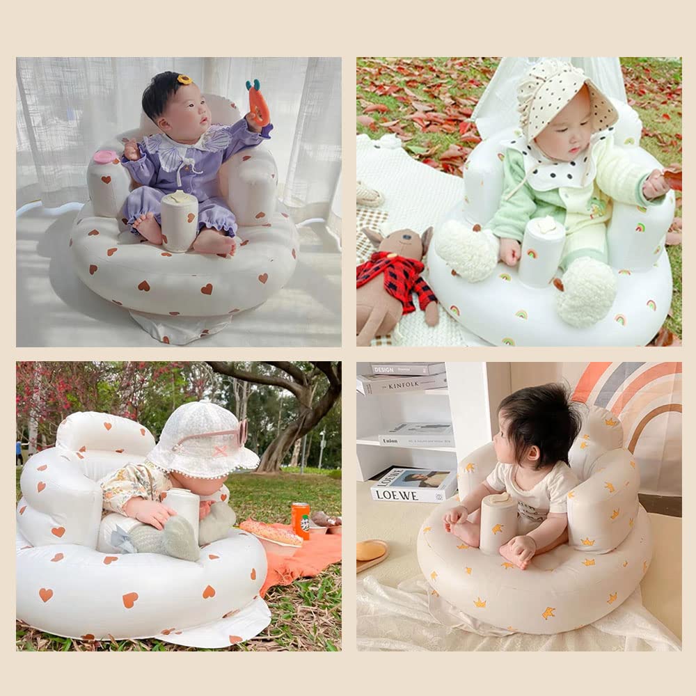 Cadeira de Banho para Bebê dodulara, Cadeira de Chuveiro Fofa para Banhos e Refeições, Dobrável, Inflável e para Prática de Sentar, Resistente à Água (Coroa)