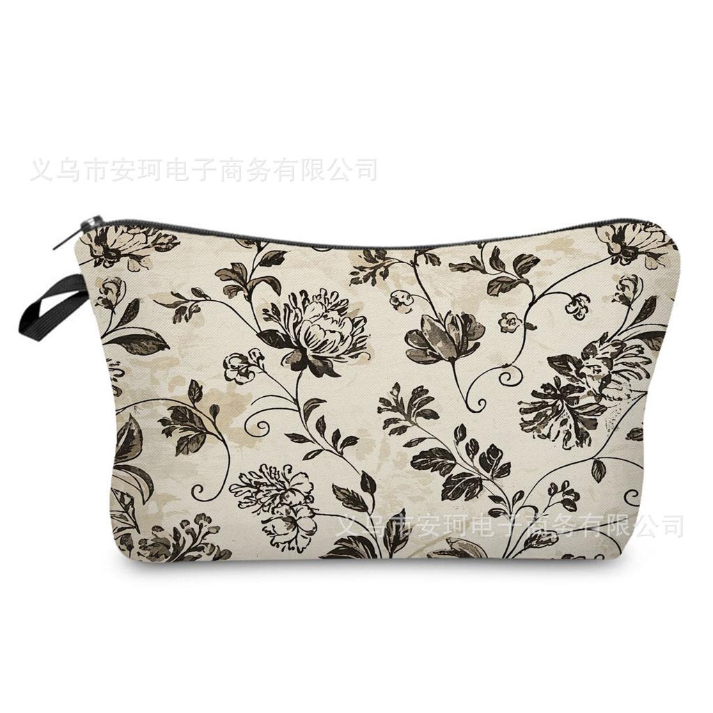 Floral Series Printed Cosmetic Bag, Gift Storage Bag, Practical Toilet Bag