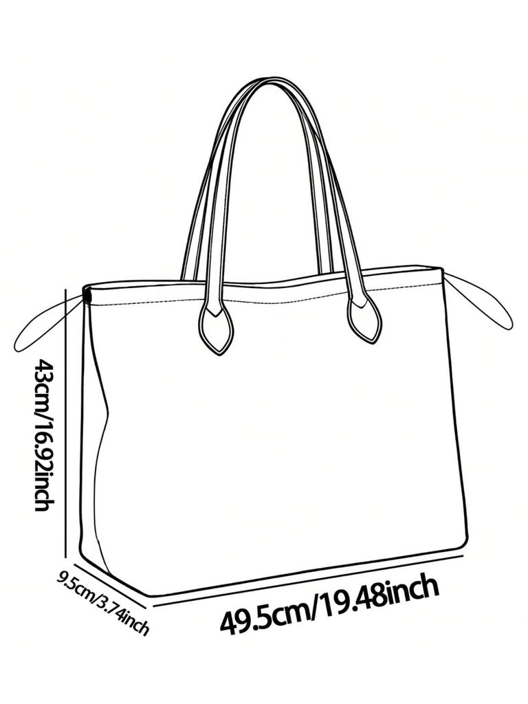 Giraffe Printed Handbag for Women, Large Capacity Leather Handle Shopping Bag, Casual Shoulder Bag