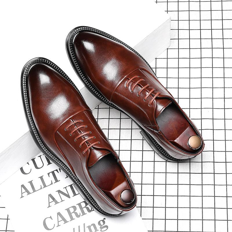 Men'S Korean Version Trendy Shoes Business Dress Pointed Breathable Youth British Casual Leather Shoes 28566-G