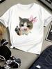Unisexs Tshirt With Cute Cat Drinking Milk Tea Patternsummer Shirt Birthday Party Tops Or Everyday Play Outfiplayful Design