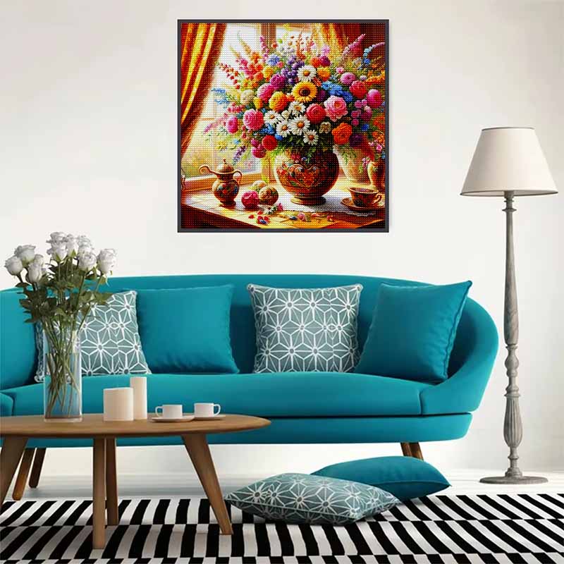 New Arrival 5D DIY Full Circle Diamond Painting "Vase Flowers" Embroidery Cross Stitch Home Decor Gift