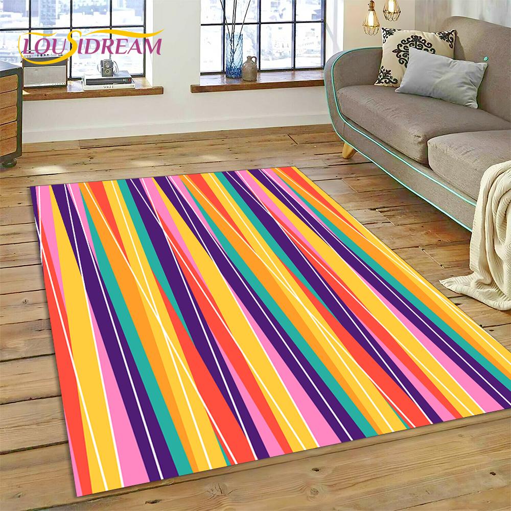 Rainbow 3D Colour Illusion Cartoon Rug Carpet for Living Room Bedroom Home Decor,Floor Mat Non-slip Decoration for Sofa Doormat