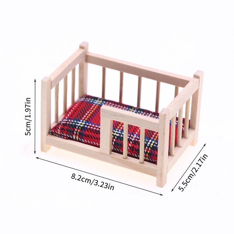 1:12 Dollhouse Miniature Baby Crib Bed Baby Cot Furniture Model Decor Toy Doll House Accessories