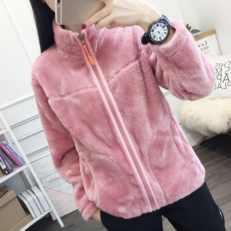 Autumn Winter Fashion Both Sides Wear Women Coat And Jackets Long Sleeve Warm Slim Fleece Clothes