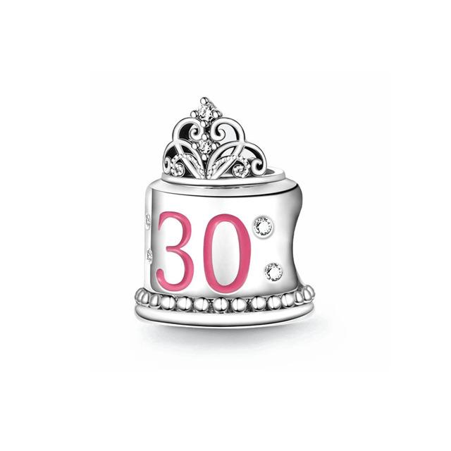 925 Silber Europa Alles Gute zum Geburtstag Luftballon Charm Perlenkette Digitaler Anhänger Damen Schmuck Geschenk Fit Original Armband