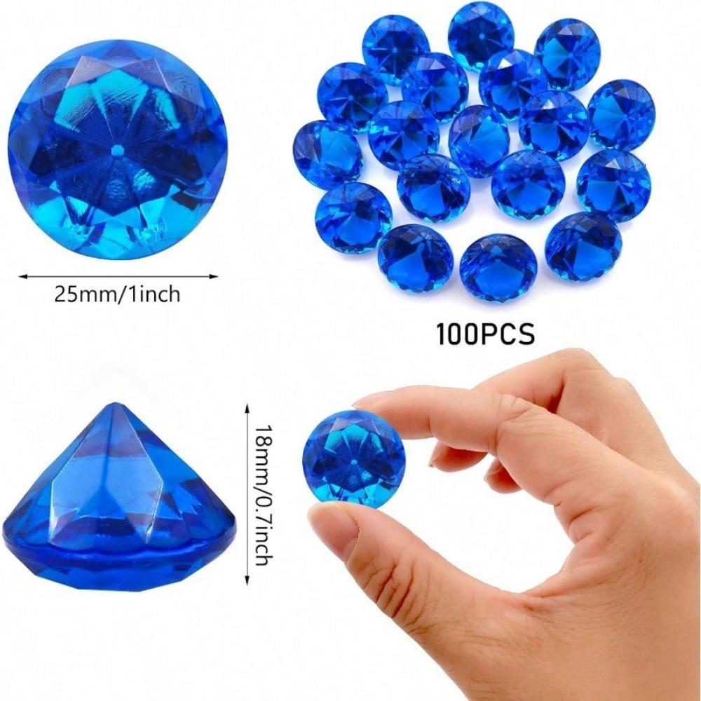 LYHLYA Paket med 100 Ädelstenar för Barn, Akryldiamanter, 25 mm, Dekorativa Diamanter, Akrylädelstenar, Falska Ädelstenar för Vasfyllning