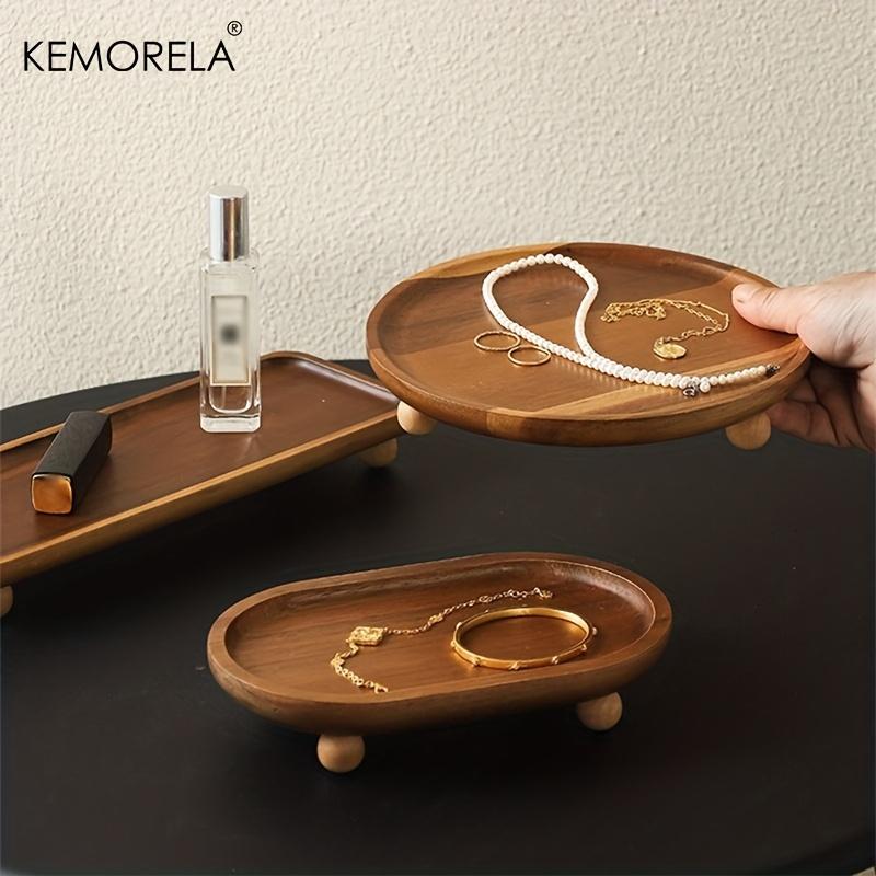 1PCS Solid Wood Serving Tray - Vintage Style Pedestal Stand for Kitchen & Dining, Portable Retro Decor with Sturdy Construction