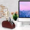 Remote Control Holder with 5 Compartments Faux Leather Desk Organizer TV Remote Storage Caddy Tabletop Holder for Living Room Office Home Use