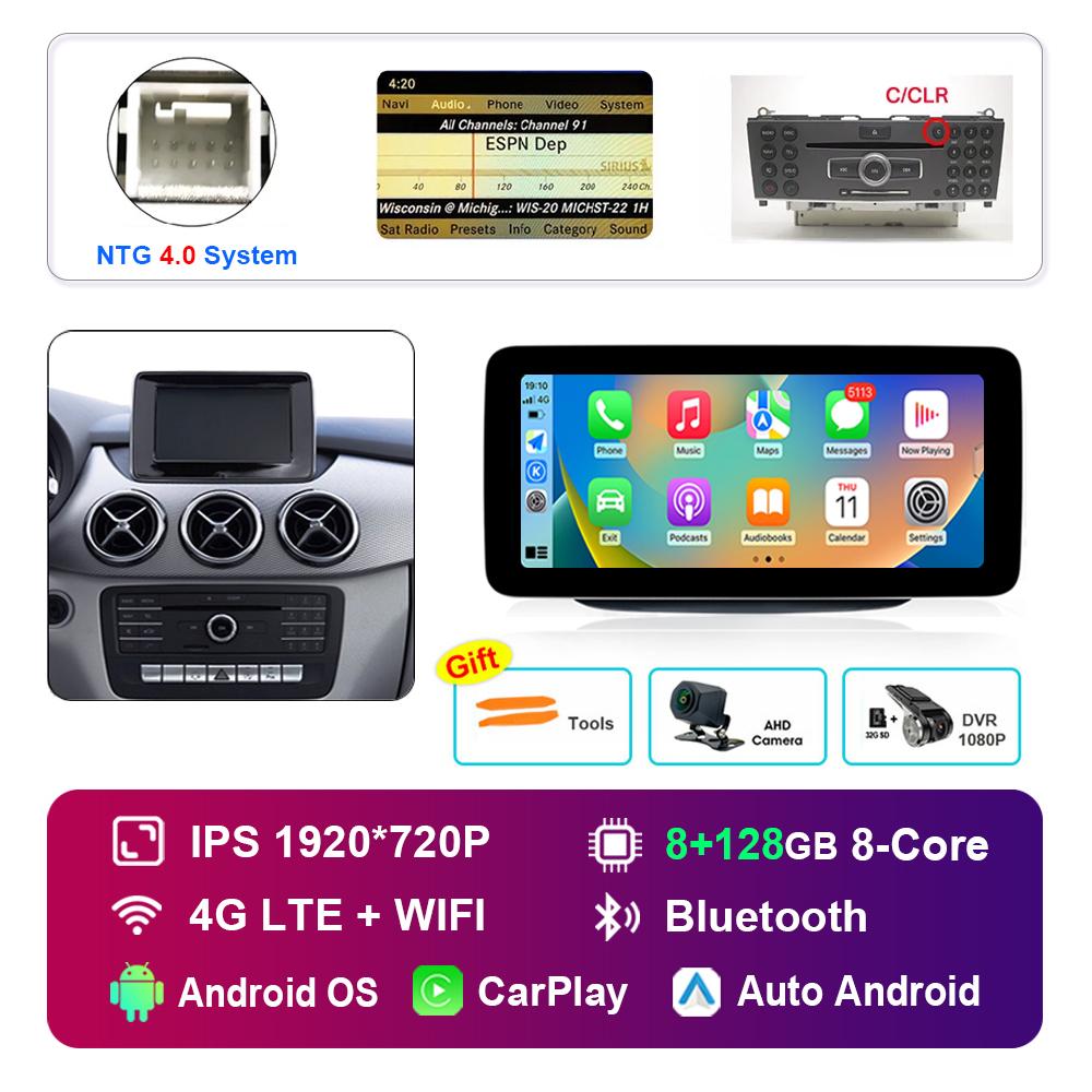 10.25 Inch 1920*720P for Benz B-Class W246 W245 2011 - 2019 NTG 4.0 4.5 System Android Car Radio Multimedia Player GPS 4G WiFi