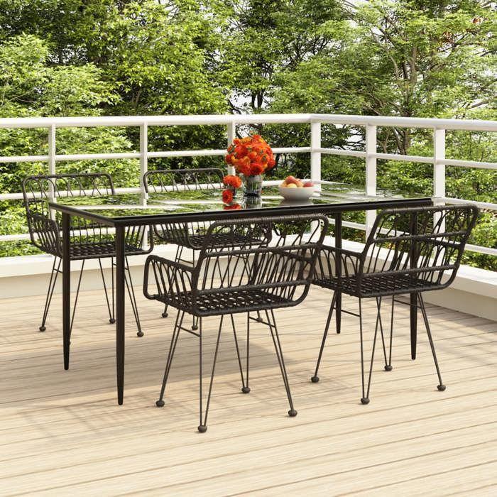VidaXL Ensemble à manger de jardin 5 pcs Noir Résine tressée, ensemble de patio, ensemble bistro de jardin, ensemble de 3157855