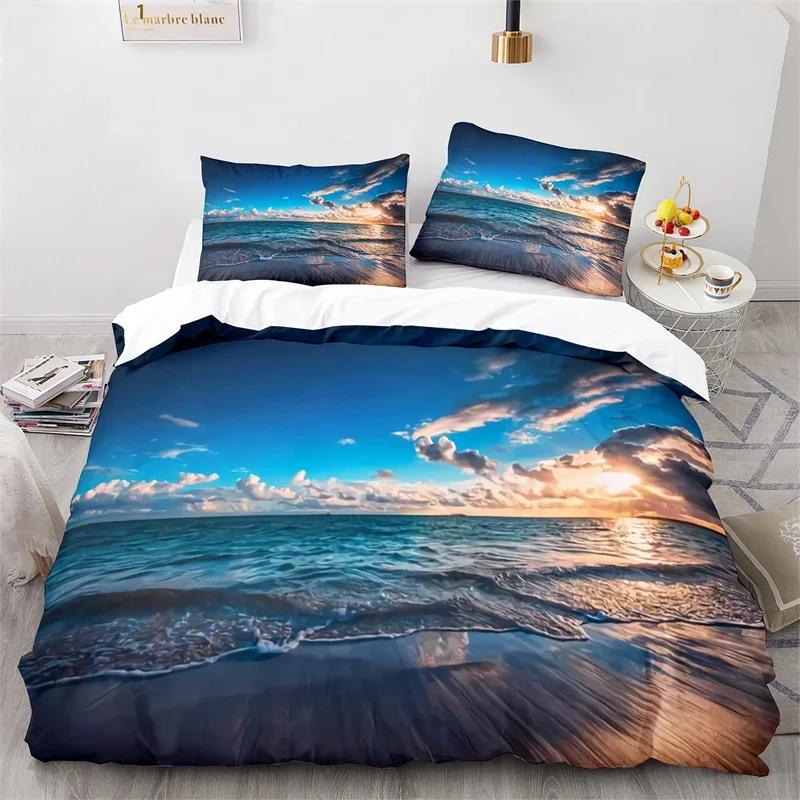 

Мягкое одеяло Sumer Beach Quen Для детей Kids Tens Океан Комплект постельного белья Микрофибра Гавайский Морской Пейзаж Удобный пододеяльник С наволочками 120*200cm Single