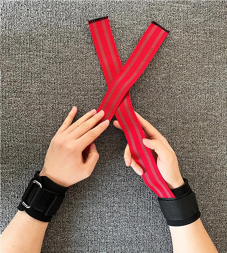 2026 Custom Logo Non Slip Gym Lifting Straps Fitness Wrist Wraps Padded Weight Lifting Wrist Strap for Men Free size красный